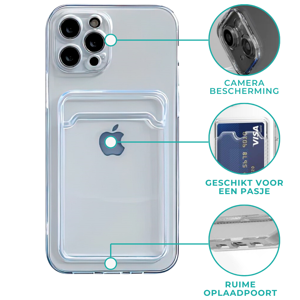 ShieldCase iPhone 15 Plus TPU coque en silicone avec porte-carte (transparent)