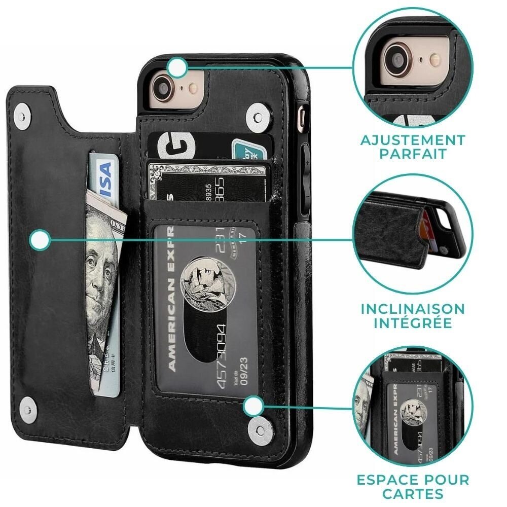 ShieldCase ShieldCase Étui portefeuille iPhone 7 / iPhone 8 (noir) ShieldCase ShieldCase Étui portefeuille iPhone 7 / iPhone 8 (noir)