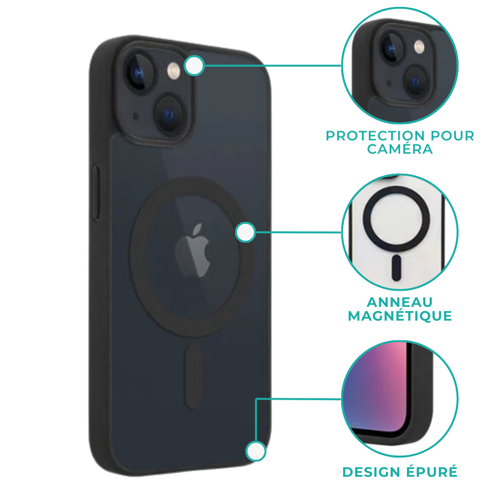 ShieldCase ShieldCase Coque Transparente iPhone 13 Magsafe avec bords colorés (noir) ShieldCase ShieldCase Coque Transparente iPhone 13 Magsafe avec bords colorés (noir)