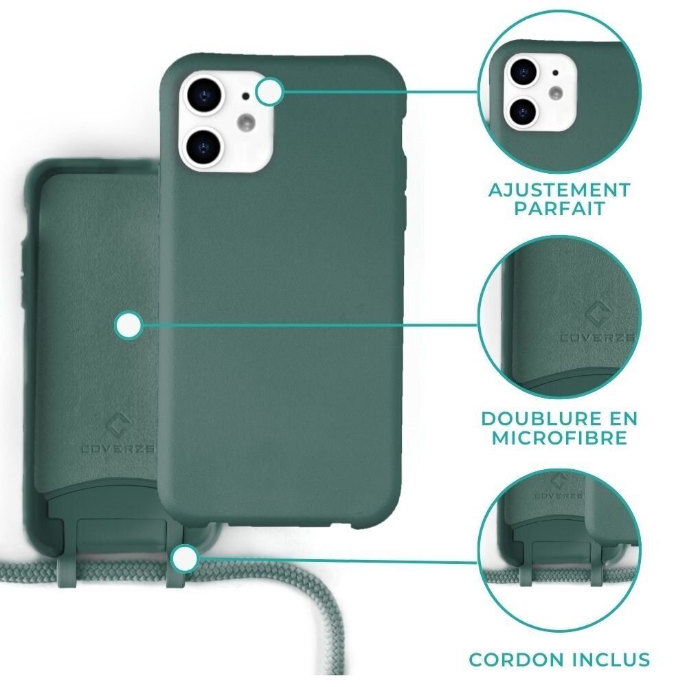 Coverzs Coverzs Coque silicone avec cordon iPhone 11 (vert foncé)