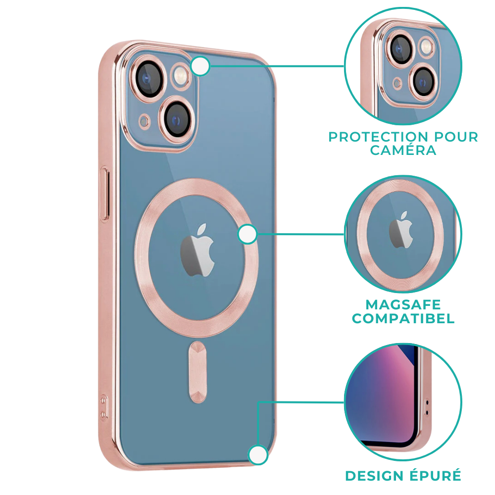 Coverzs Coverzs Coque MagSafe avec cache de caméra iPhone 13 (or rose)