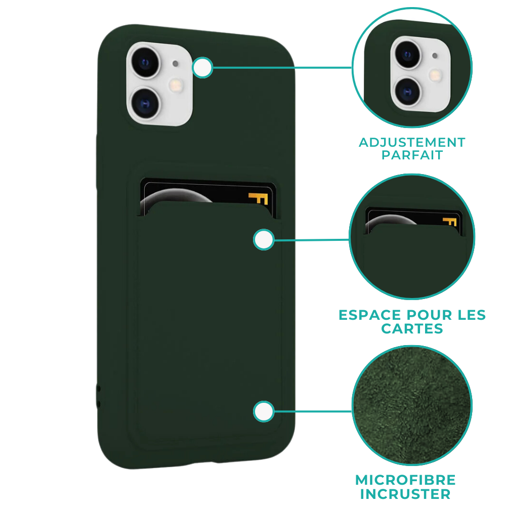 ShieldCase ShieldCase Coque silicone porte carte iPhone 11 (vert foncé) ShieldCase ShieldCase Coque silicone porte carte iPhone 11 (vert foncé)