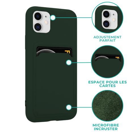 ShieldCase ShieldCase Coque silicone porte carte iPhone 11 (vert foncé) ShieldCase ShieldCase Coque silicone porte carte iPhone 11 (vert foncé)