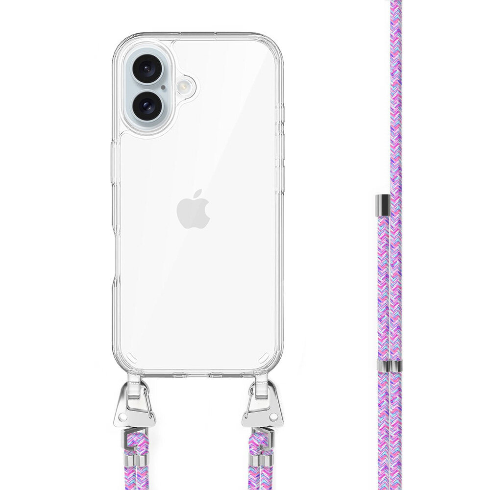xoxo Wildhearts xoxo Wildhearts Coque transparente avec cordon court iPhone 16 - violet