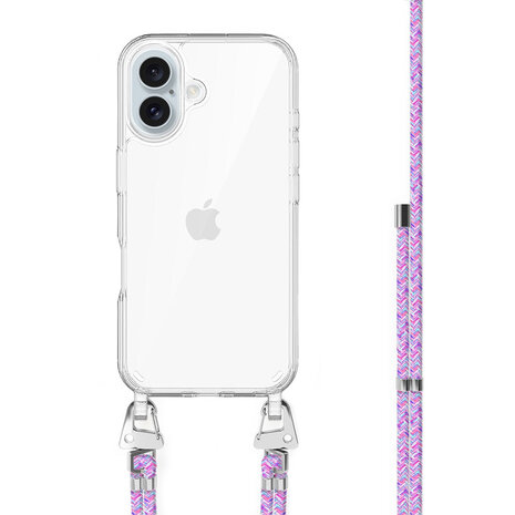 xoxo Wildhearts xoxo Wildhearts Coque transparente avec cordon court iPhone 16 - violet