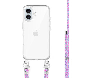 xoxo Wildhearts Coque transparente avec cordon court iPhone 16 Plus - violet