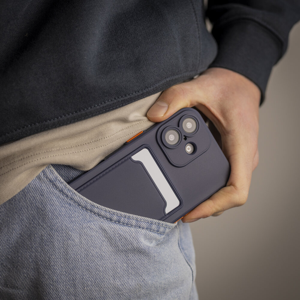 ShieldCase ShieldCase iPhone 16 coque en silicone porte carte (bleu foncé)