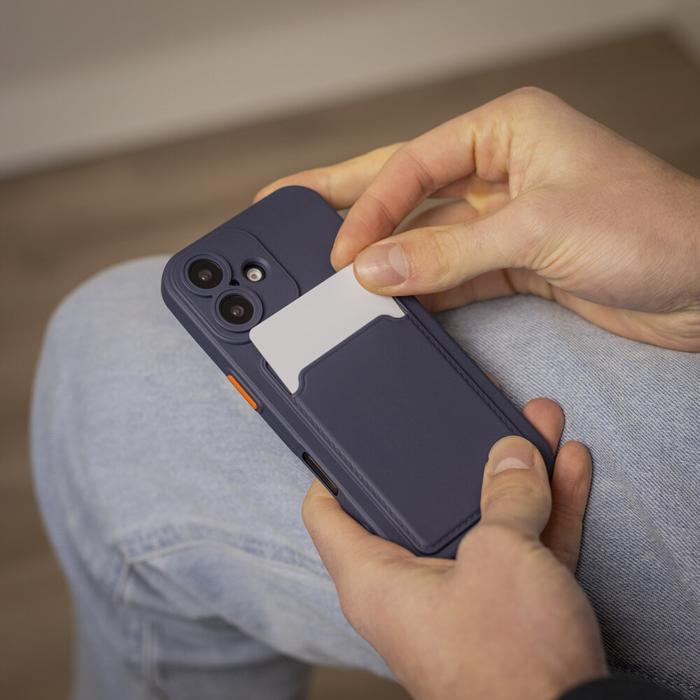 ShieldCase ShieldCase iPhone 16 coque en silicone porte carte (bleu foncé)