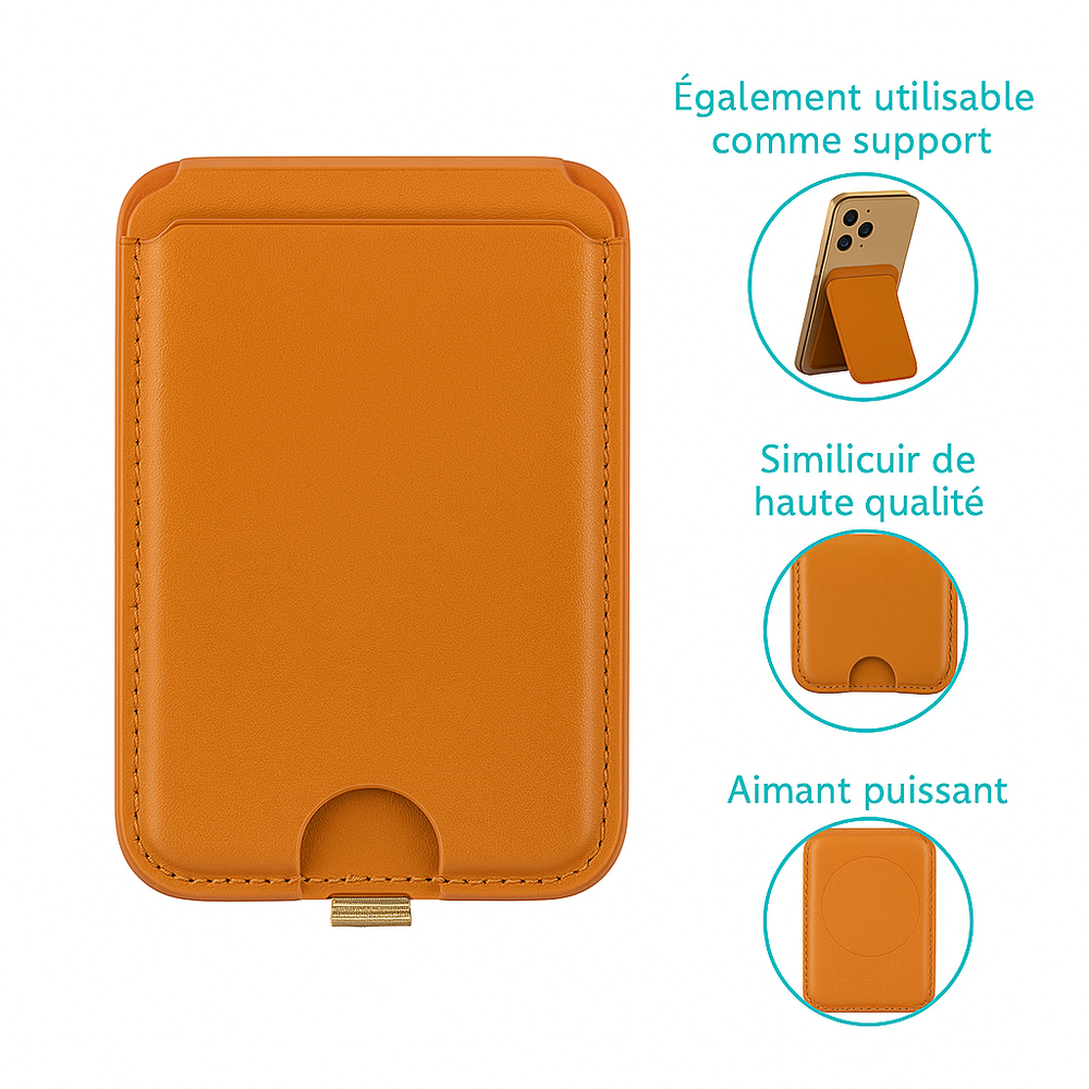 Coverzs Coverzs MagSafe Wallet de luxe avec support (brun) Coverzs Coverzs MagSafe Wallet de luxe avec support (brun)