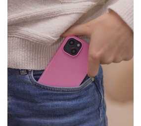 Coverzs Coque MagSafe en silicone de luxe iPhone 14 (rose)