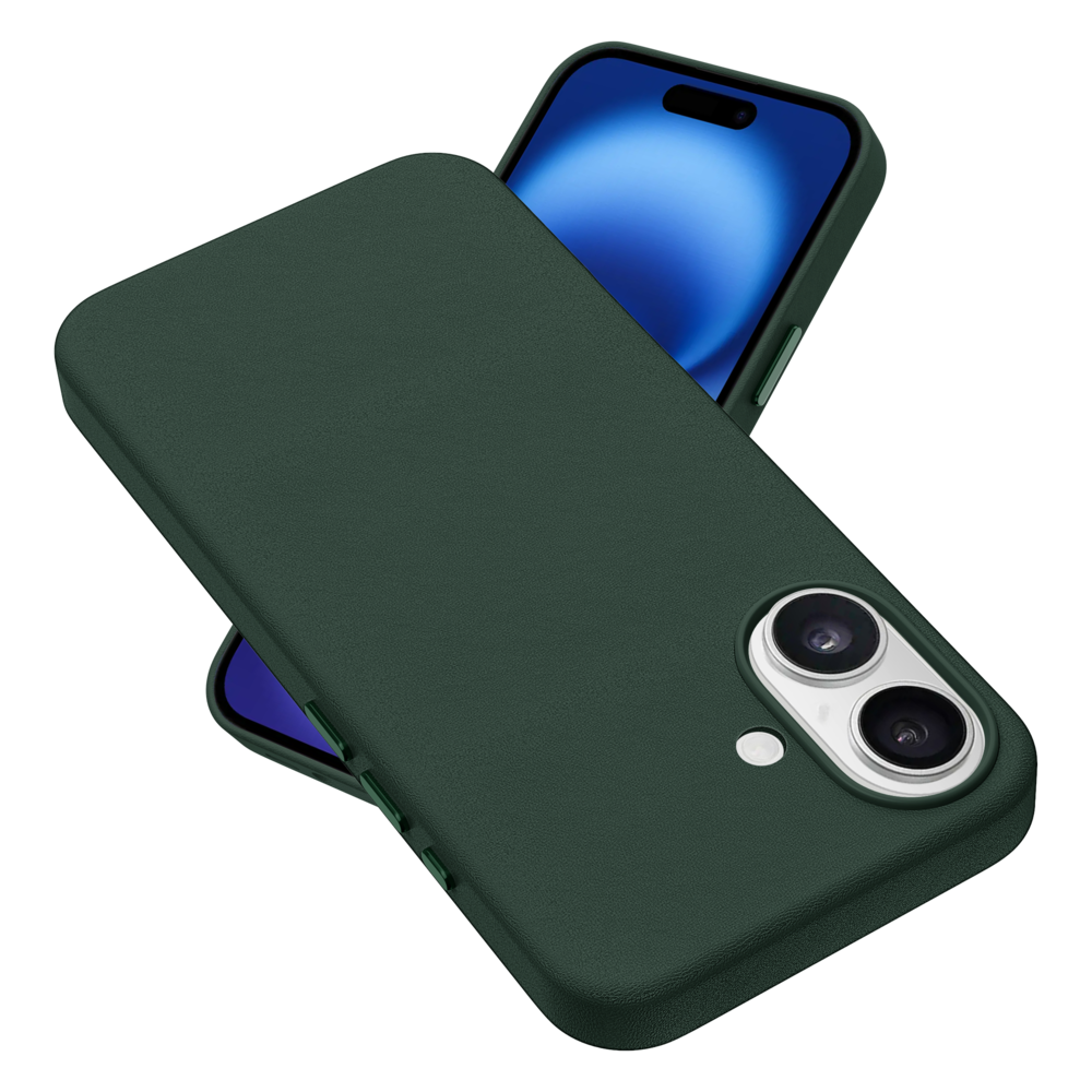 Coverzs Coverzs Coque MagSafe en cuir de luxe iPhone 16 (vert foncé) Coverzs Coverzs Coque MagSafe en cuir de luxe iPhone 16 (vert foncé)