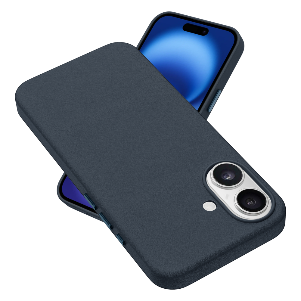 Coverzs Coverzs Coque MagSafe en cuir de luxe iPhone 16 (bleu foncé) Coverzs Coverzs Coque MagSafe en cuir de luxe iPhone 16 (bleu foncé)