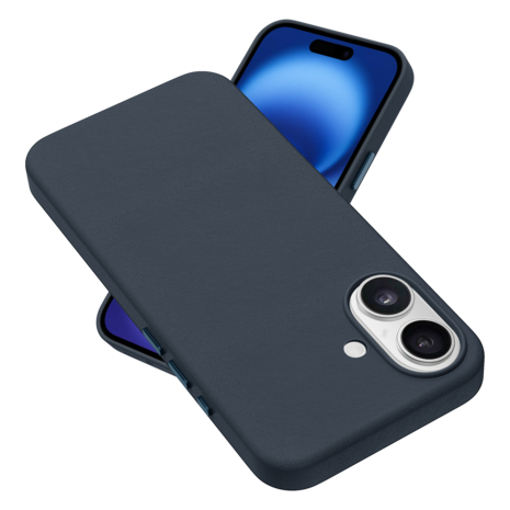 Coverzs Coverzs Coque MagSafe en cuir de luxe iPhone 16 (bleu foncé) Coverzs Coverzs Coque MagSafe en cuir de luxe iPhone 16 (bleu foncé)