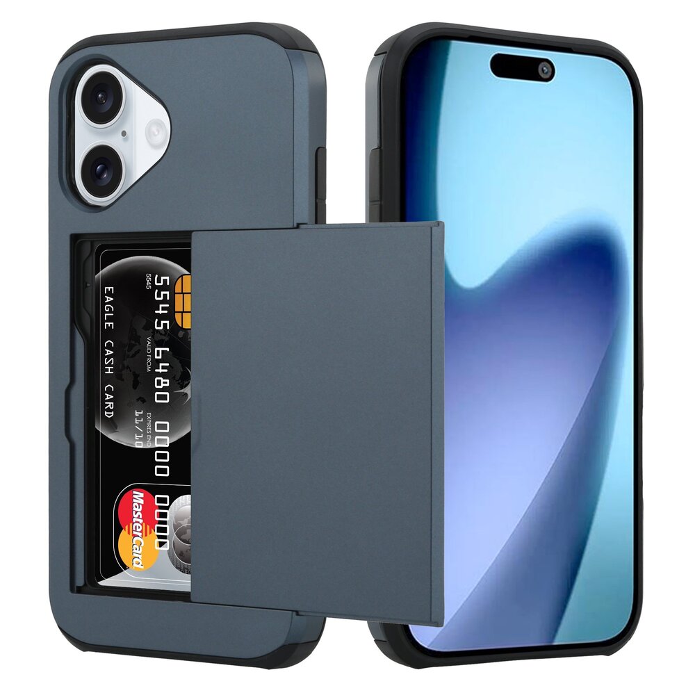 ShieldCase ShieldCase iPhone 17 coque porte-cartes avec curseur (bleu foncé) ShieldCase ShieldCase iPhone 17 coque porte-cartes avec curseur (bleu foncé)