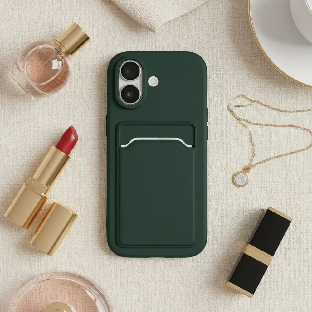 ShieldCase ShieldCase iPhone 17 coque en silicone porte carte (vert foncé)