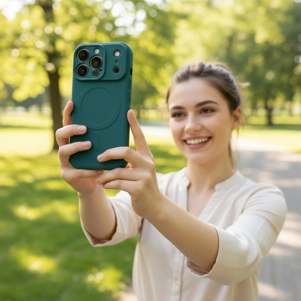 ShieldCase ShieldCase Coque arrière MagSafe en silicone pour iPhone 17 Pro (vert foncé) ShieldCase ShieldCase Coque arrière MagSafe en silicone pour iPhone 17 Pro (vert foncé)