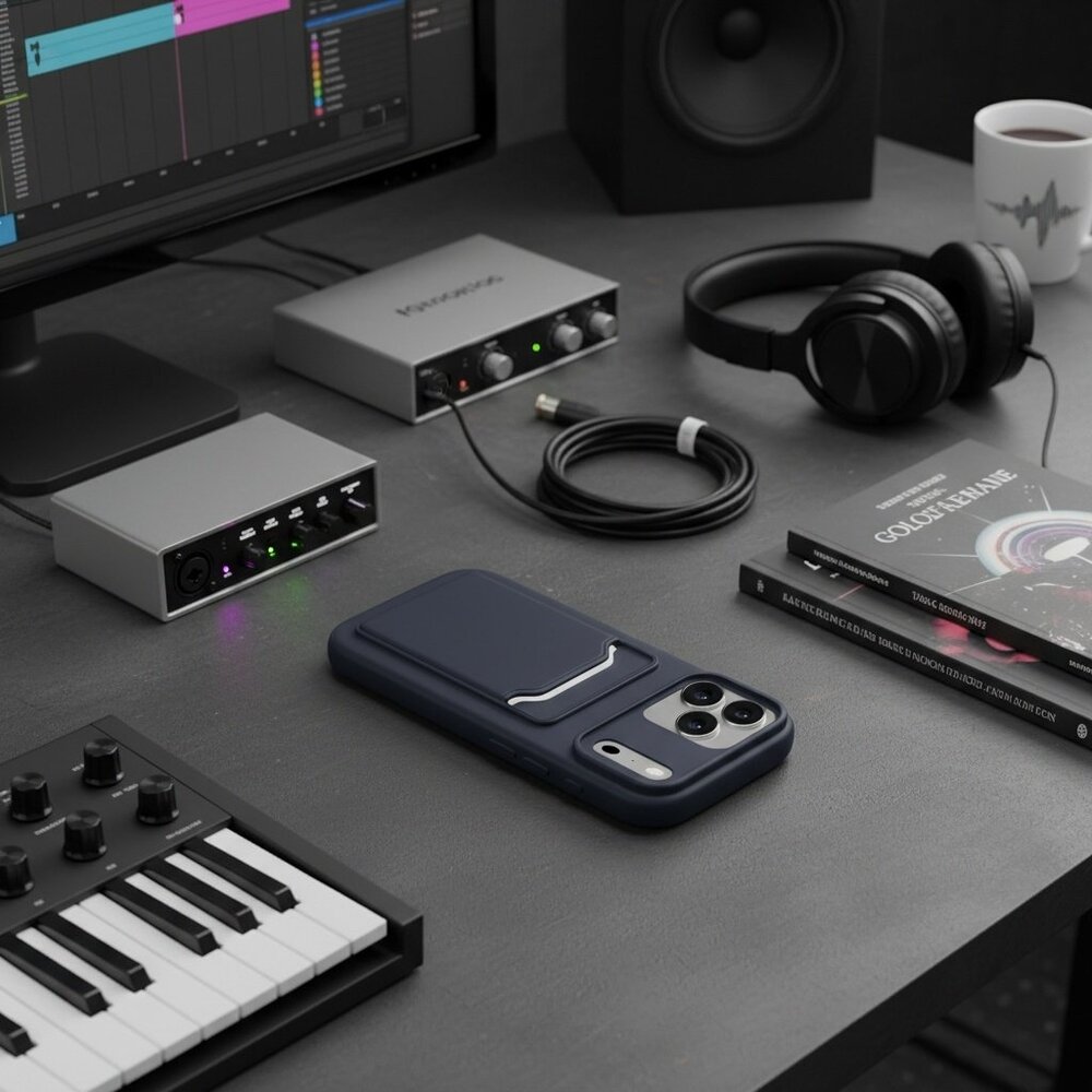 ShieldCase ShieldCase iPhone 17 Pro Max coque en silicone porte carte (bleu foncé) ShieldCase ShieldCase iPhone 17 Pro Max coque en silicone porte carte (bleu foncé)