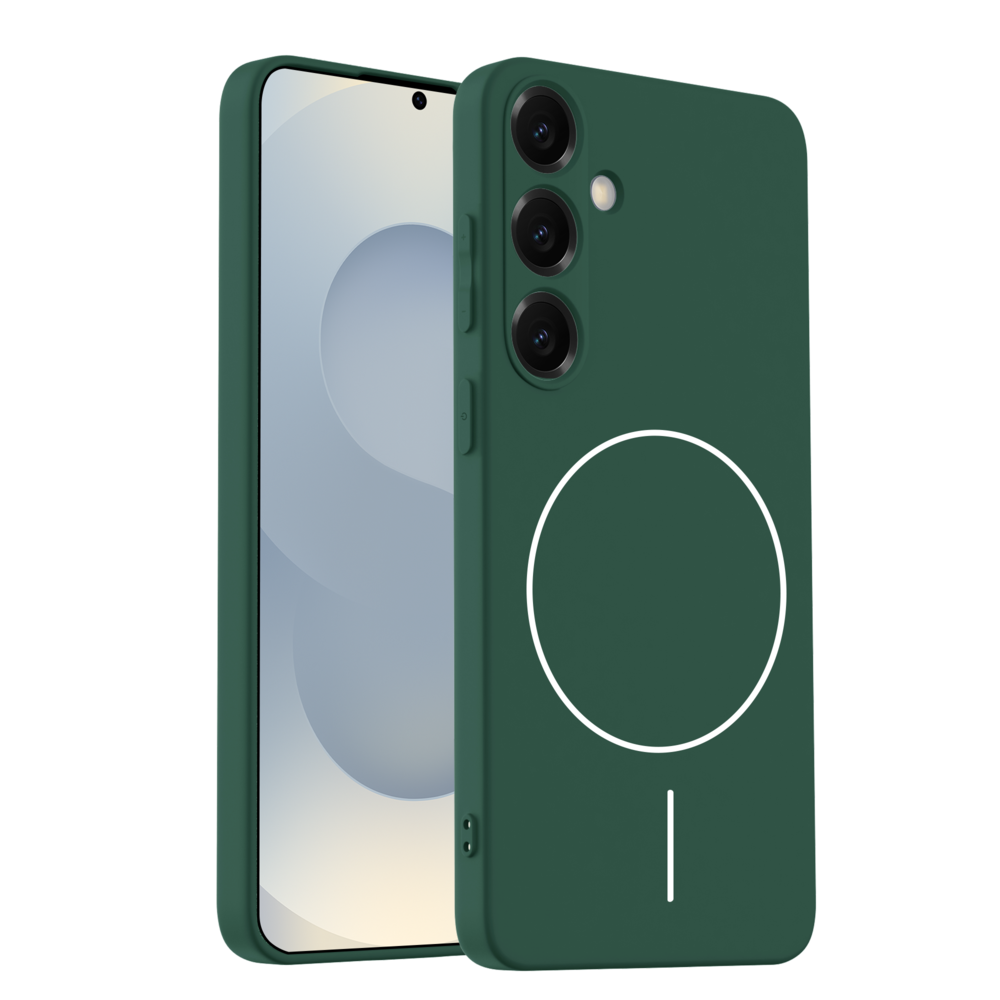 Coverzs Coverzs Coque MagSafe en silicone 'slim' Samsung Galaxy S25 (vert foncé)