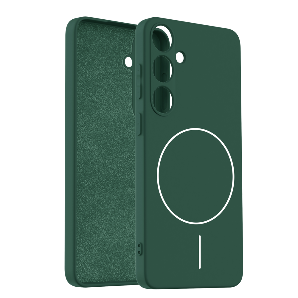 Coverzs Coverzs Coque MagSafe en silicone 'slim' Samsung Galaxy S25 Plus (vert foncé)