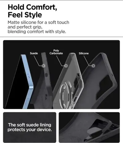 Spigen Spigen Samsung Galaxy S25 Ultra silicone Fit MagFit coque (noir)