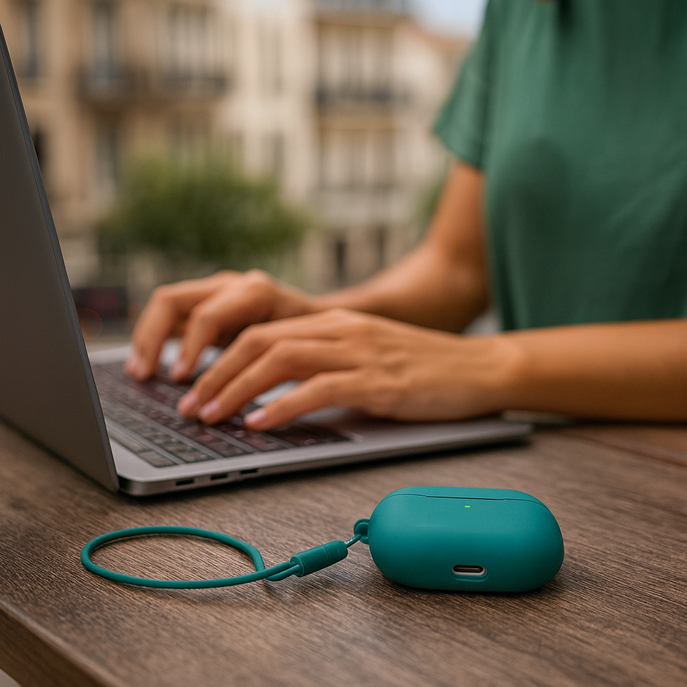ShieldCase ShieldCase Airpods Pro 3 coque en silicone avec cordon (vert foncé)