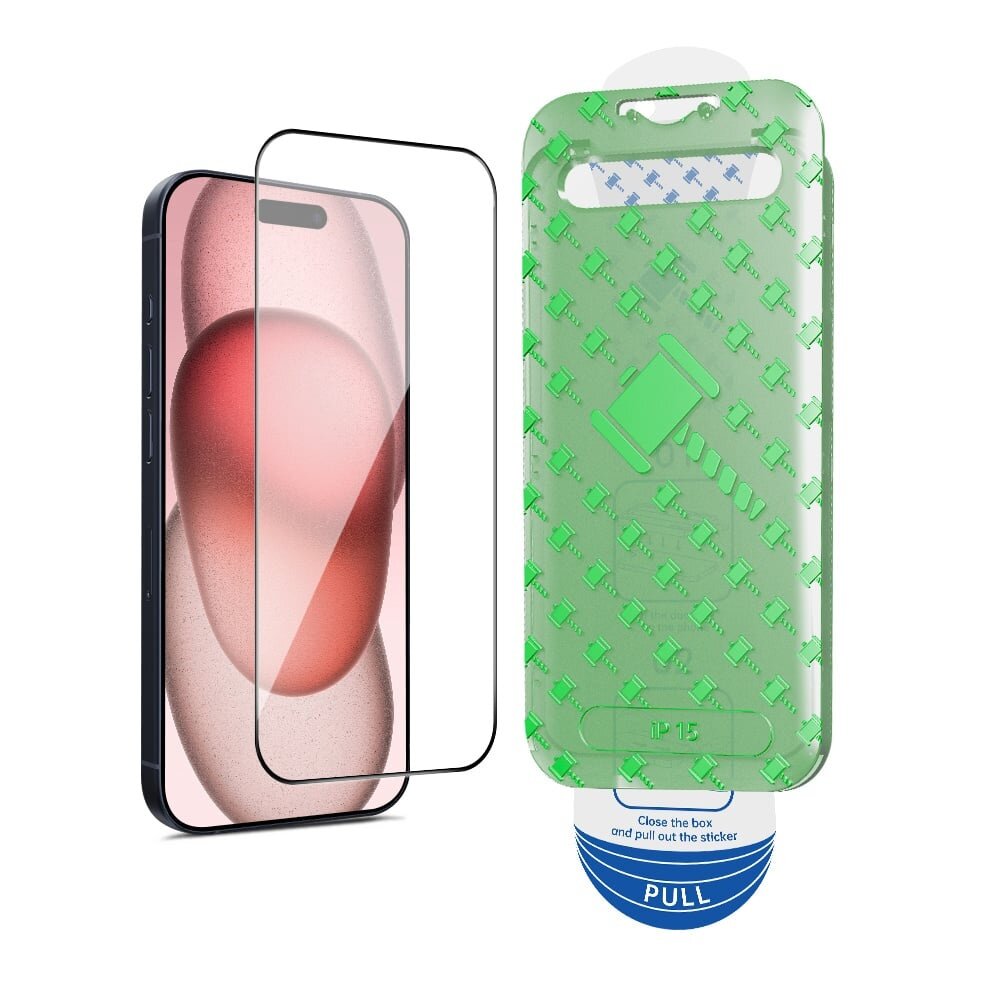 Coverzs Coverzs iPhone 15 Tempered Glass protecteur d'écran avec cadre (2-Pack)