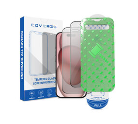Coverzs iPhone 15 Tempered Glass Privacy protecteur d'écran avec cadre (2-Pack)