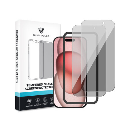 ShieldCase ShieldCase iPhone 15 Tempered Glass Basic Privacy protecteur d'écran (2-Pack)