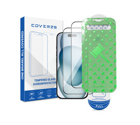 Coverzs iPhone 15 Plus Tempered Glass protecteur d'écran avec cadre (2-Pack)