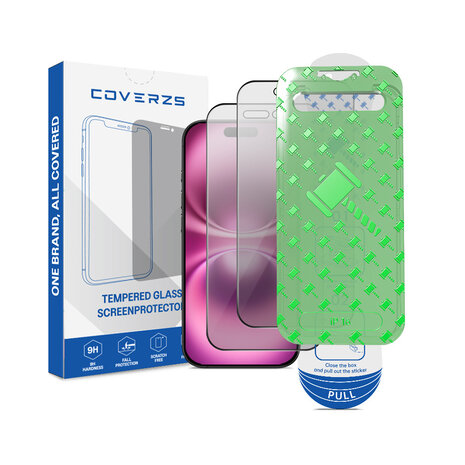 Coverzs Coverzs iPhone 16 Tempered Glass Privacy protecteur d'écran avec cadre (2-Pack)