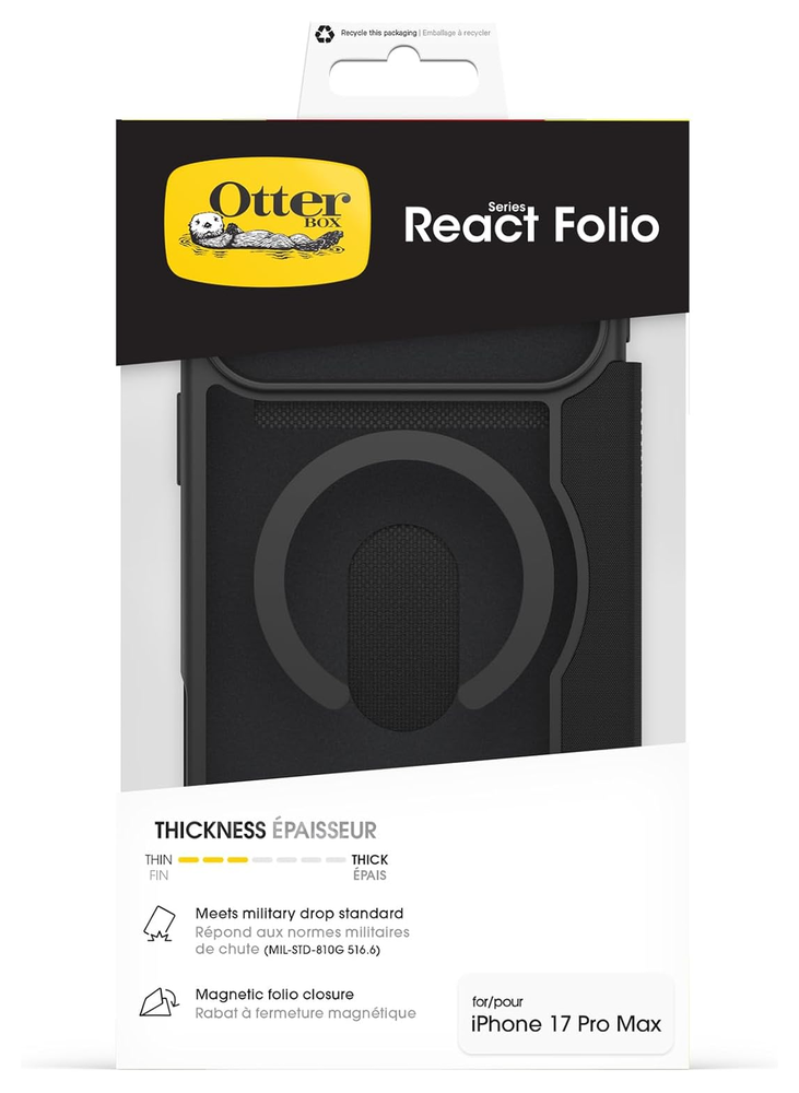 Otterbox Otterbox iPhone 17 Pro Max React Folio MagSafe bookcase (transparent/noir)