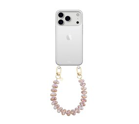 xoxo Wildhearts iPhone 17 Pro - Funky Hearts (Champagne Pearl) Coque en transparente avec cordon