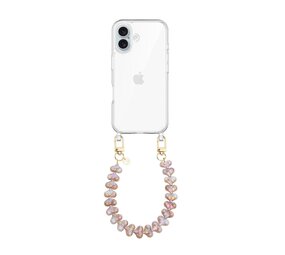 xoxo Wildhearts iPhone 17 - Funky Hearts (Champagne Pearl) Coque en transparente avec cordon