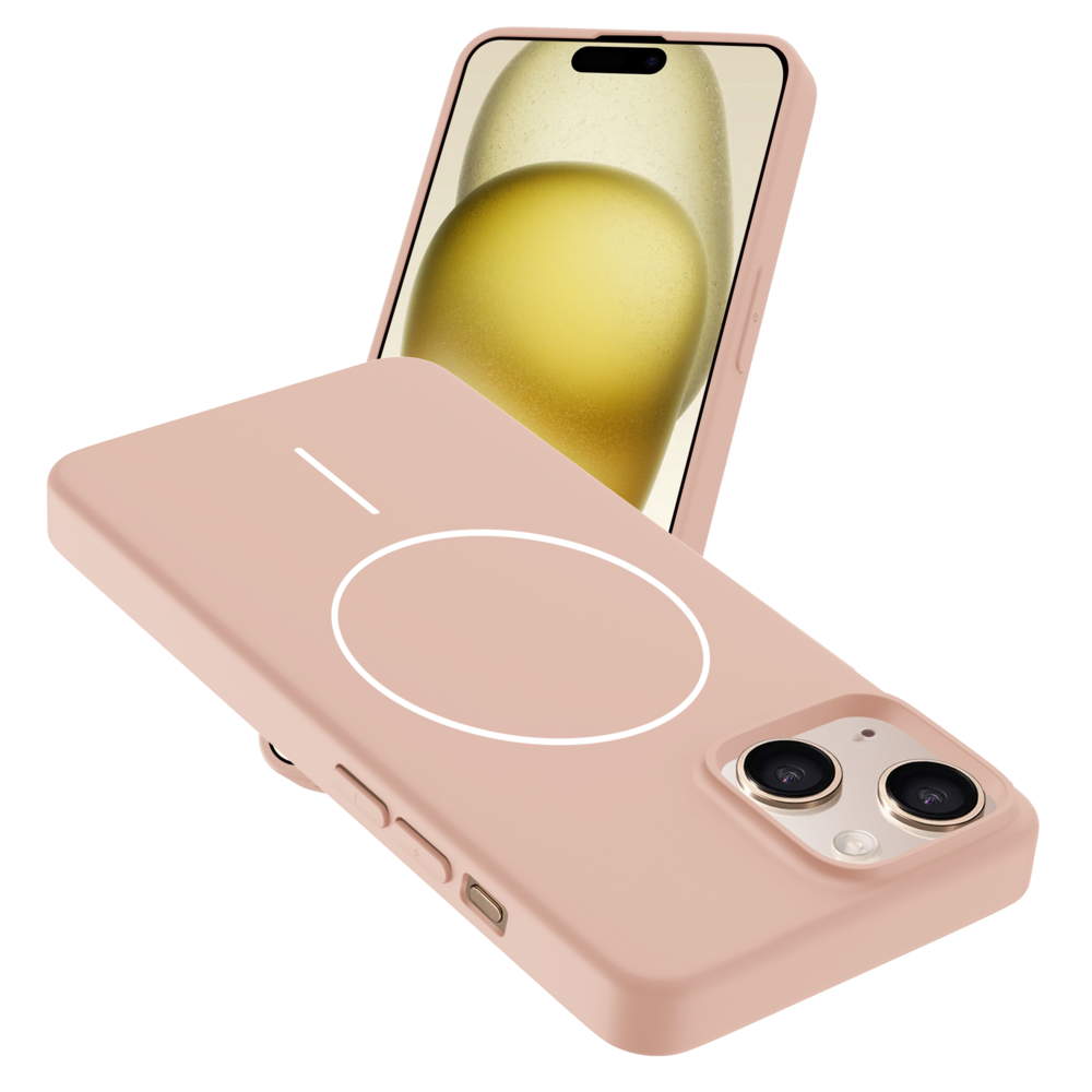 Coverzs Coverzs iPhone 13 coque MagSafe en silicone 'Slim' (rose clair)