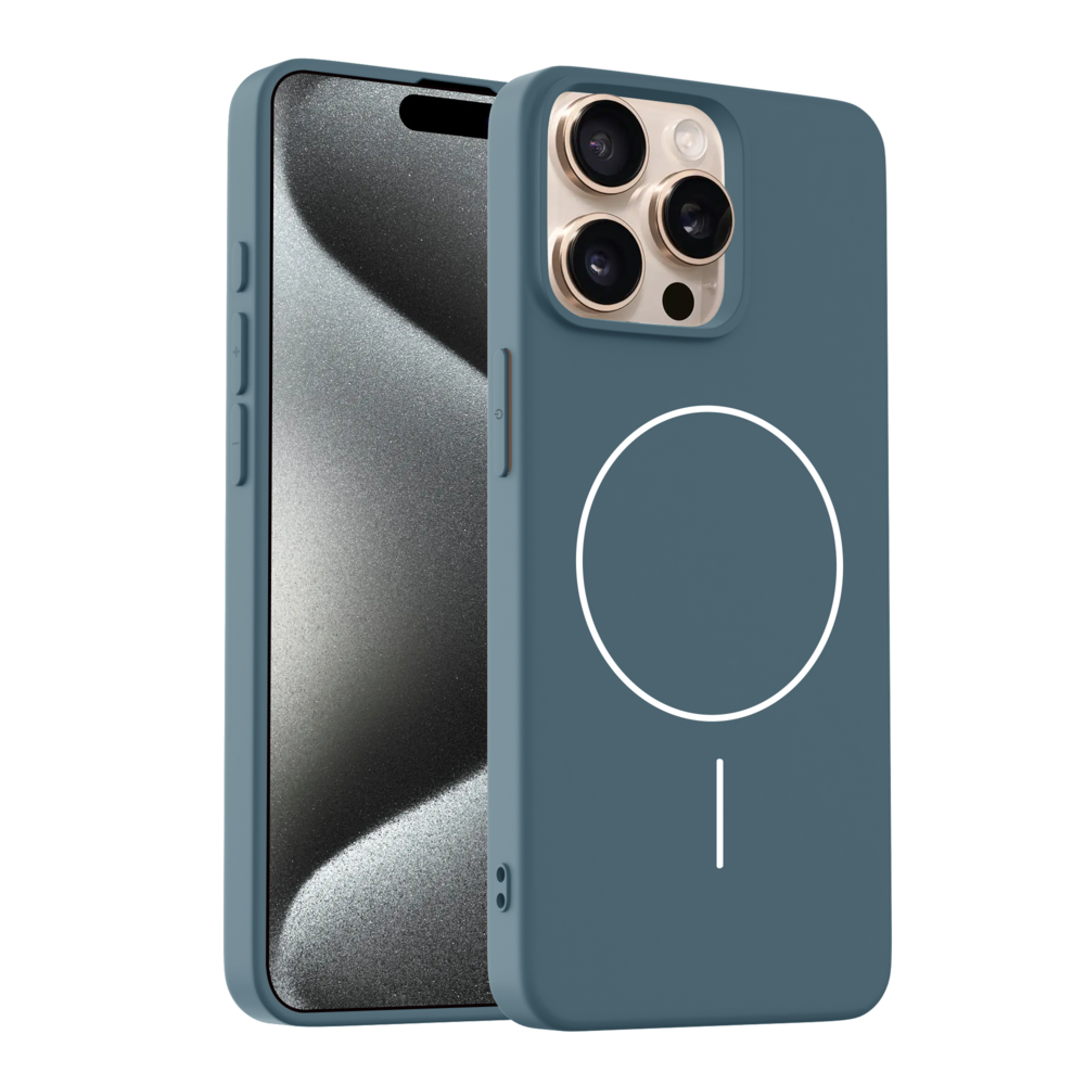 Coverzs Coverzs iPhone 13 Pro coque MagSafe en silicone 'Slim' (bleu foncé)