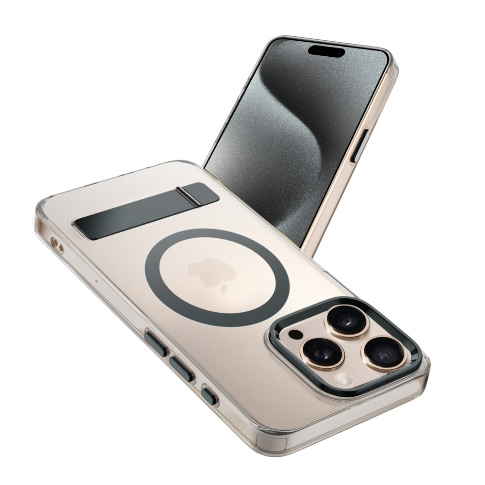 Coverzs Coverzs iPhone 13 Pro Max MagSafe hardcase avec debout (gris)