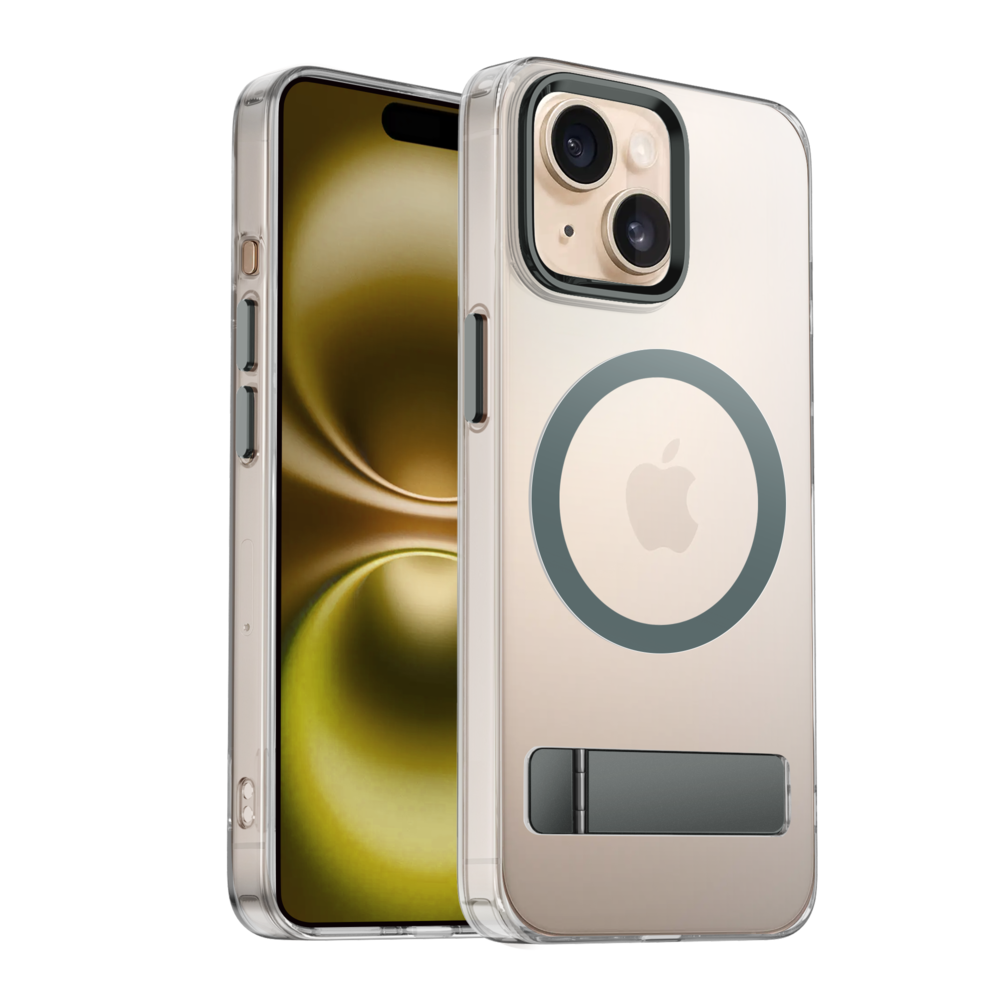 Coverzs Coverzs iPhone 14 MagSafe hardcase avec debout (gris)