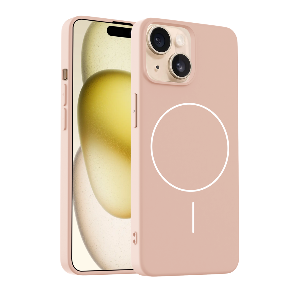 Coverzs Coverzs iPhone 14 coque MagSafe en silicone 'Slim' (rose clair)
