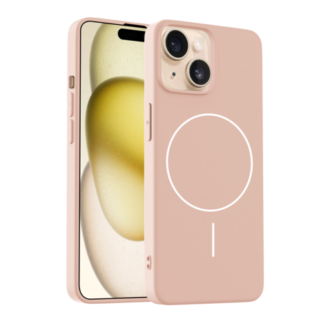 Coverzs Coverzs iPhone 14 coque MagSafe en silicone 'Slim' (rose clair)