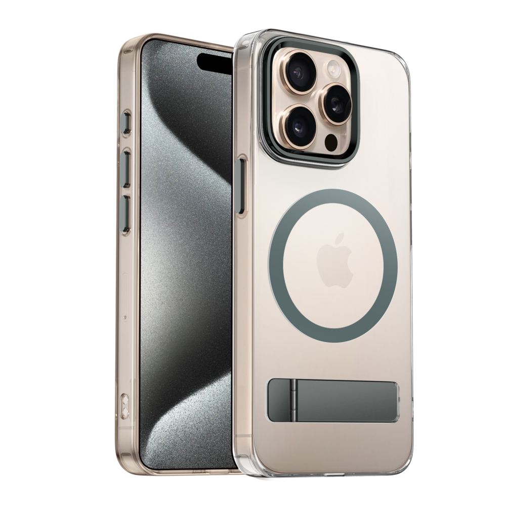 Coverzs Coverzs iPhone 14 Pro MagSafe hardcase avec debout (gris)