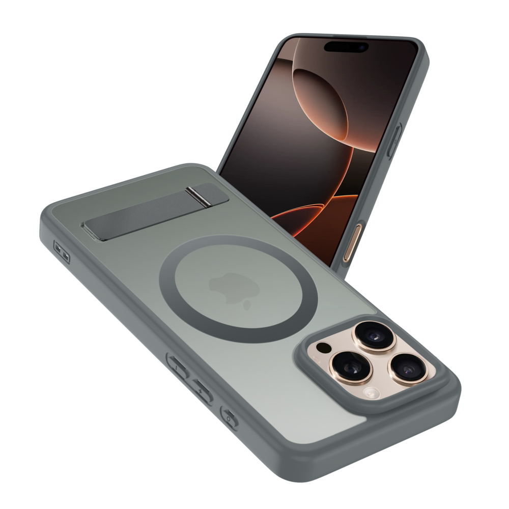 Coverzs Coverzs iPhone 14 Pro Max matte MagSafe case avec debout (gris)
