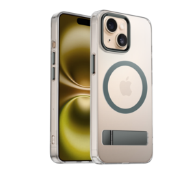 Coverzs iPhone 15 MagSafe hardcase avec debout (gris)