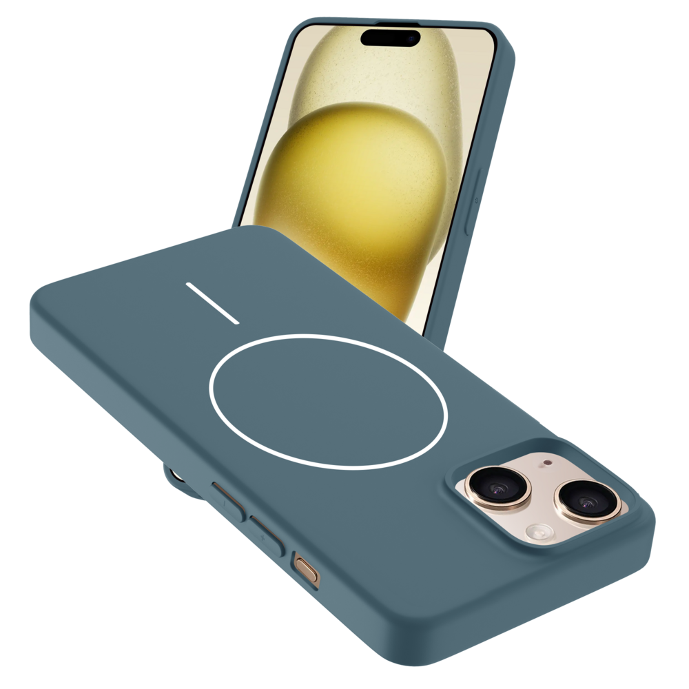 Coverzs Coverzs iPhone 15 coque MagSafe en silicone 'Slim' (bleu foncé)