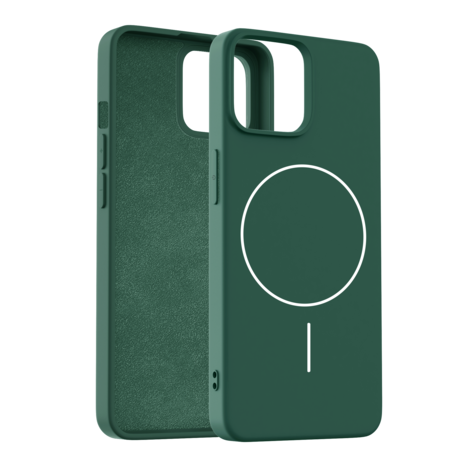 Coverzs Coverzs iPhone 15 coque MagSafe en silicone 'Slim' (vert)