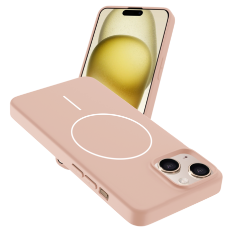 Coverzs Coverzs iPhone 15 coque MagSafe en silicone 'Slim' (rose clair)