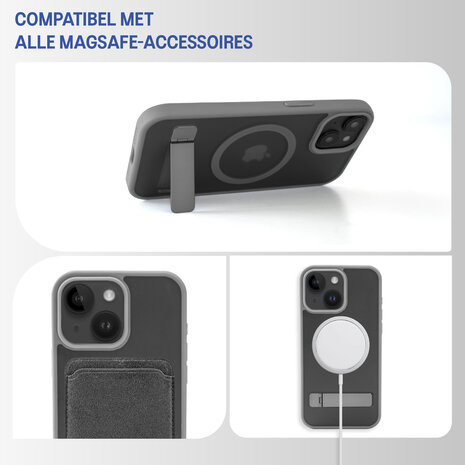Coverzs Coverzs iPhone 15 matte MagSafe case avec debout (gris)