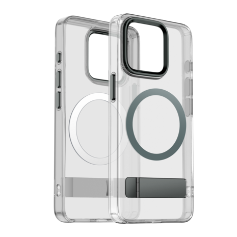 Coverzs Coverzs iPhone 15 Pro MagSafe hardcase avec debout (gris)