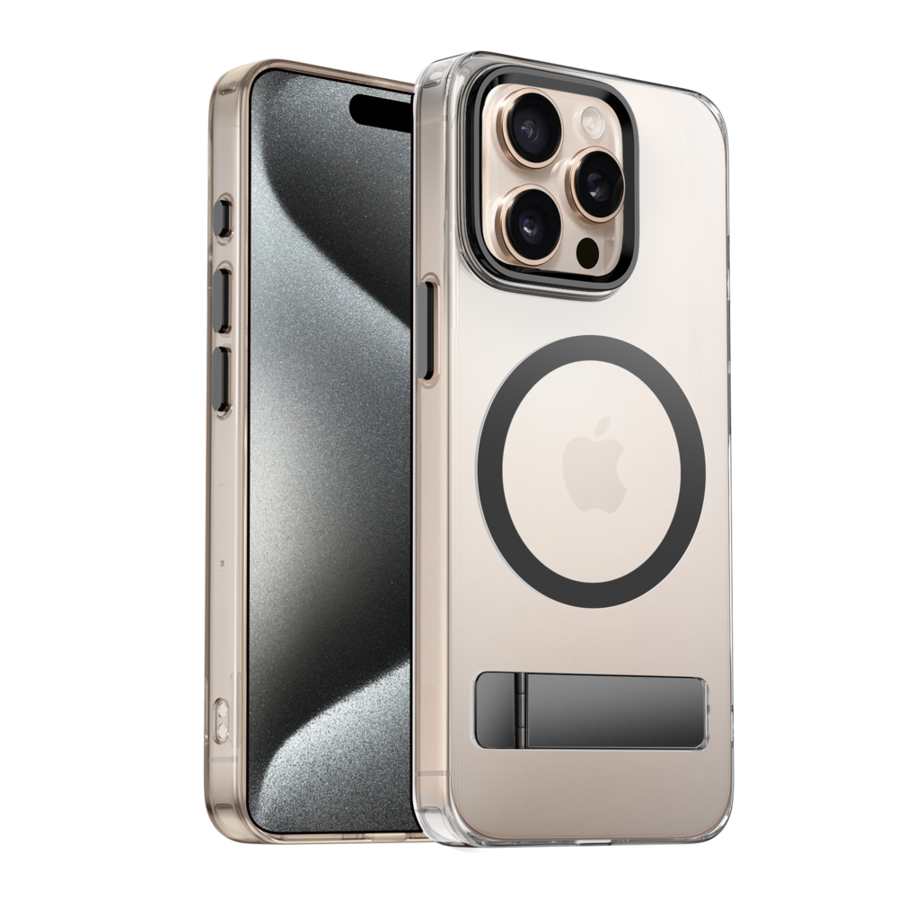 Coverzs Coverzs iPhone 15 Pro MagSafe hardcase avec debout (noir)