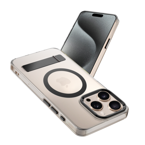 Coverzs Coverzs iPhone 15 Pro MagSafe hardcase avec debout (noir)