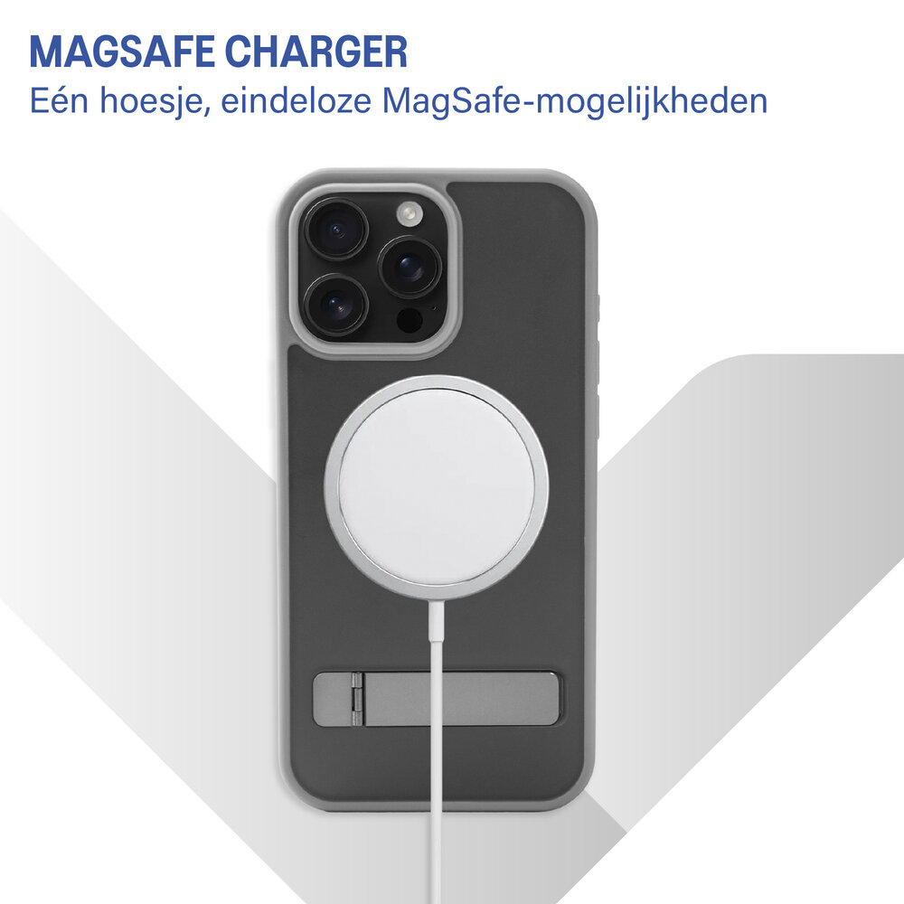 Coverzs Coverzs iPhone 15 Pro matte MagSafe case avec debout (gris)